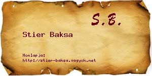 Stier Baksa névjegykártya